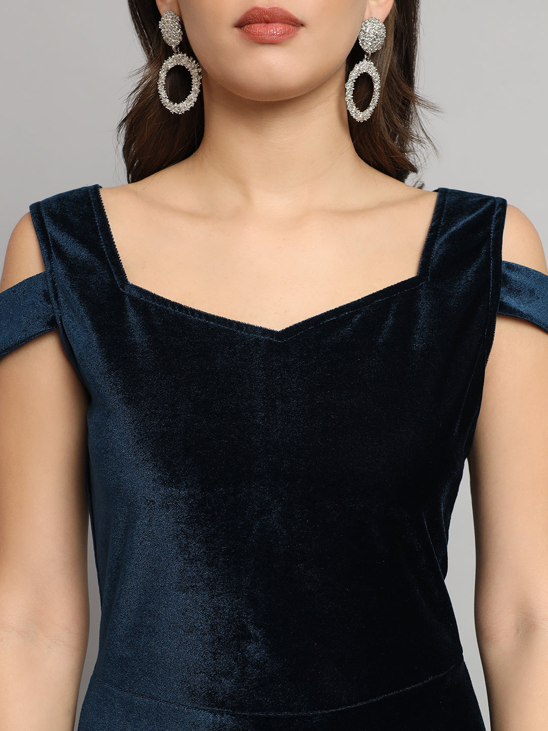 Cold Shoulder Bodycon Party Dress Peacock Blue