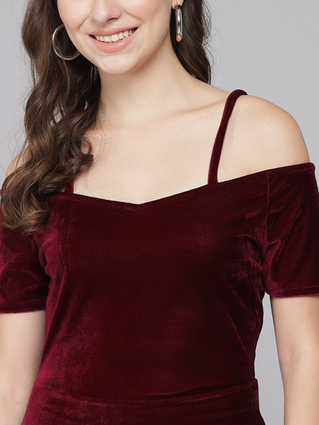 Short Sleeves Off-Shoulder Bodycon Party Women Sporty Maroon