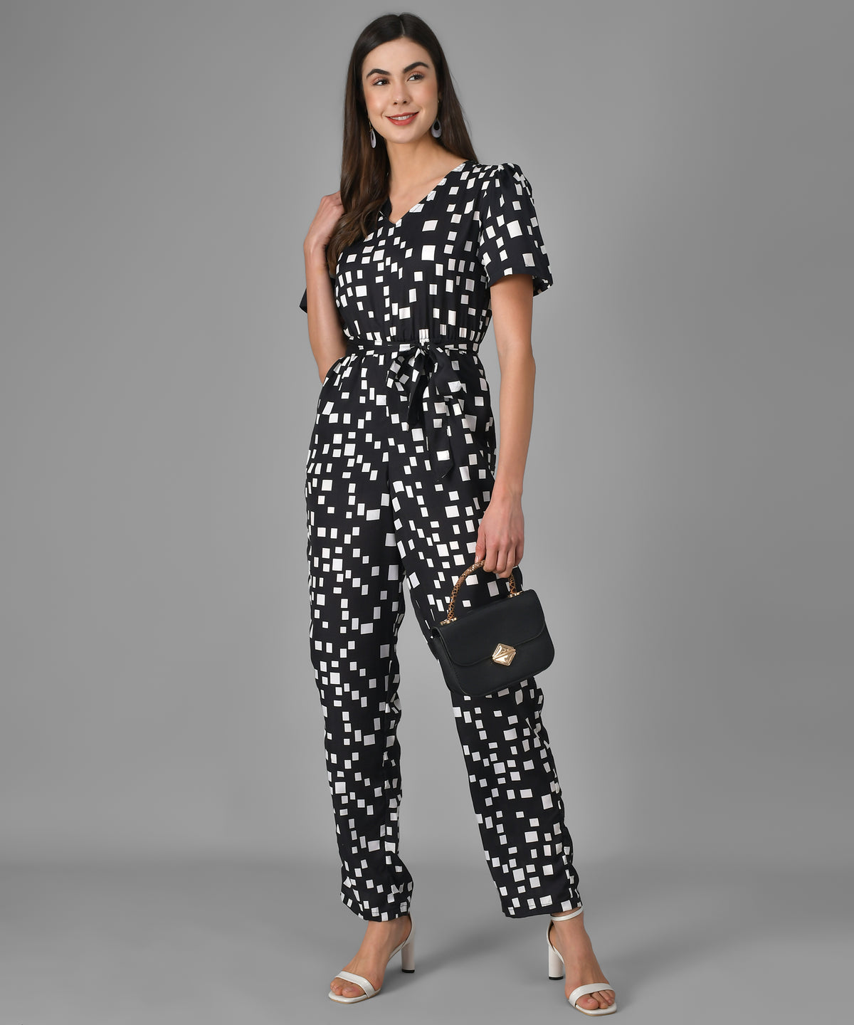 Crepe Geometric Print Jumpsuit for Women