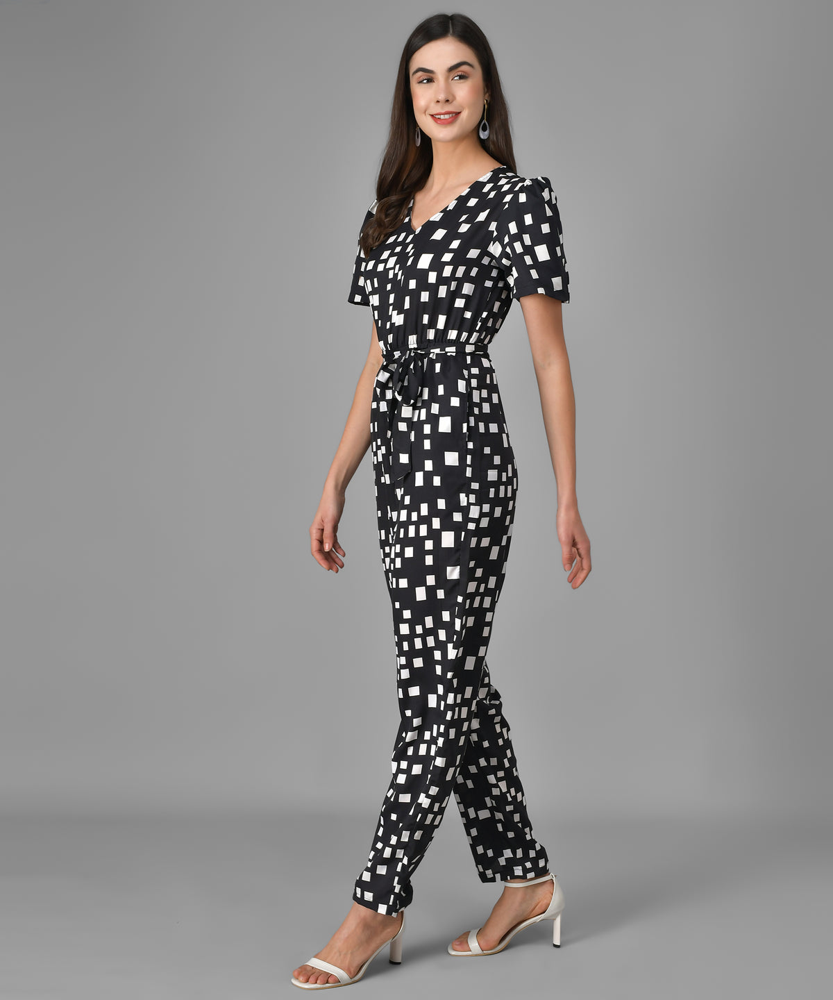 Crepe Geometric Print Jumpsuit for Women