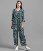 Crepe Allover Floral Printed V-Neck Jumpsuit