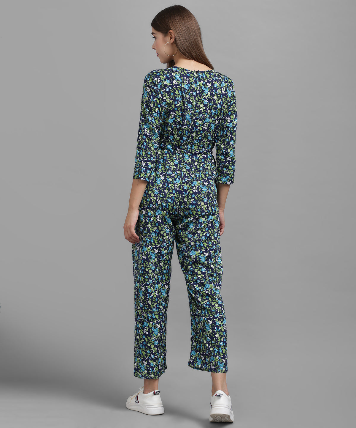 Crepe Allover Floral Printed V-Neck Jumpsuit