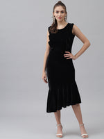 A-Line Ruffle Bottom Sleeveless Party Dress Black