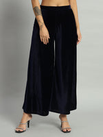 Wide Bottoms Stylish Palazzo Pants Party Trousers Peacock Blue