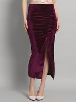 Ankle Length Long Ruched Party Skirt Wine