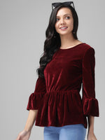 Velvet Peplum Top for Women Premium Partywear & Casual Style