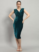 Deep V-Neck Sleeveless Bodycon Party Dress Rama Green