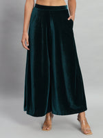 Wide Bottoms Stylish Palazzo Pants Party Trousers Peacock Blue