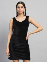 Sleeveless Velvet Bodycon Party Dress Black