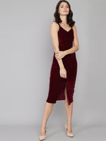 Flattering Cut Sleeveless Bodycon Party Dress Maroon