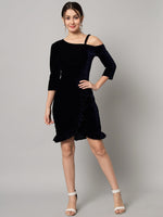 One Shoulder Bodycon Half sleeves Party Dress Black