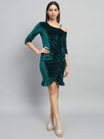 One Shoulder Bodycon Half sleeves Party Dress Rama Green