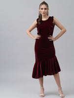 A-Line Ruffle Bottom Sleeveless Party Dress Wine