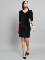 Half Sleeves Above Knee Party Dress Black