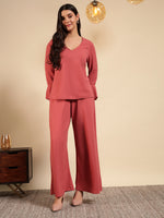 Flared Sleeve Top & Wide-Leg Pants Co-ord Set
