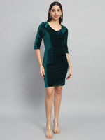 Half Sleeves Above Knee Party Dress Rama Green