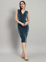 Deep V-Neck Shiny Velvet Sleeveless Party Dress Wine