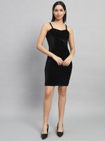 Shoulder Strap Sleeveless Bodycon Party Dress Black