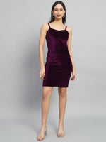 Shoulder Strap Sleeveless Bodycon Party Dress Maroon