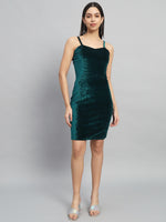 Shoulder Strap Sleeveless Bodycon Party Dress Rama Green