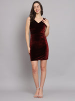 Sleeveless Velvet Bodycon Party Dress Maroon