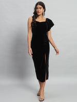 One Flared Sleeve Bodycon Party Dress Black