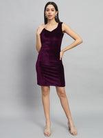 Sleeveless Velvet Bodycon Party Dress Wine