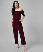 Ruffle Details One Piece One Shoulder Basic Jumpsuit Wine