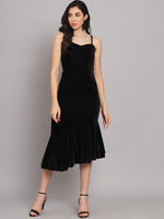 A-Line Fish Cut Ruffle Bottom Sleeveless Party Dress