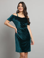 Short Sleeves Off-Shoulder Bodycon Party Women Rama Green