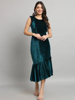 A-Line Ruffle Bottom Sleeveless Party Dress Rama Green