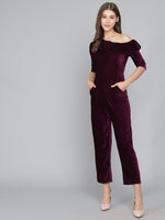 Ruffle Details One Piece One Shoulder Basic Jumpsuit Scarlet Wine