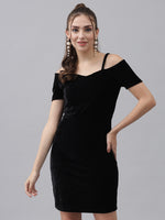 Short Sleeves Off-Shoulder Bodycon Party Women Black