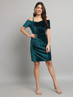 Short Sleeves Off-Shoulder Bodycon Party Women Rama Green