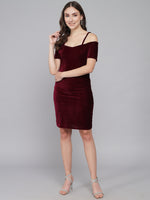 Short Sleeves Off-Shoulder Bodycon Party Women Wine