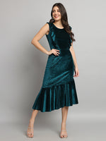 A-Line Ruffle Bottom Sleeveless Party Dress Rama Green