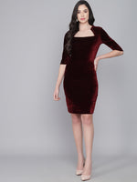 One Piece Bodycon Velvet Party Dress Black