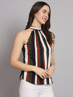 Crepe Yellow Stripes Sleeveless Top