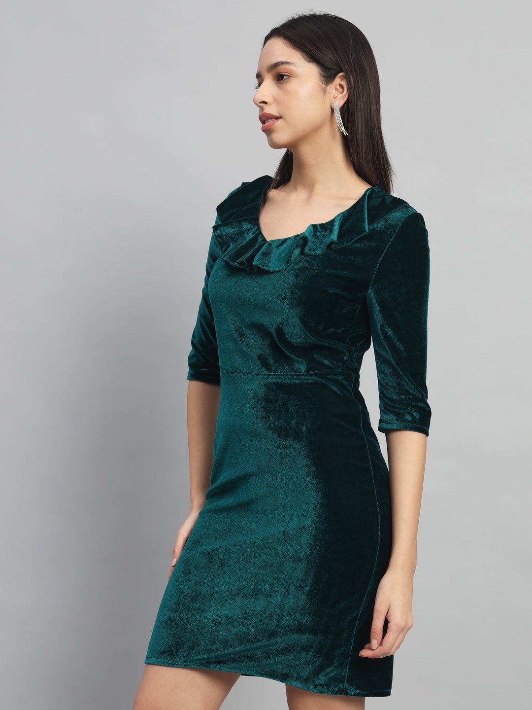 Half Sleeves Above Knee Party Dress Rama Green