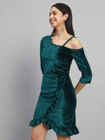 One Shoulder Bodycon Half sleeves Party Dress Rama Green