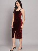 Flattering Cut Sleeveless Bodycon Party Dress Sporty Maroon