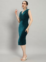 Deep V-Neck Shiny Velvet Sleeveless Party Dress Wine