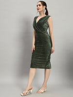 Deep V-Neck Shiny Velvet Sleeveless Party Dress Wine