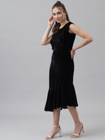 A-Line Ruffle Bottom Sleeveless Party Dress Black