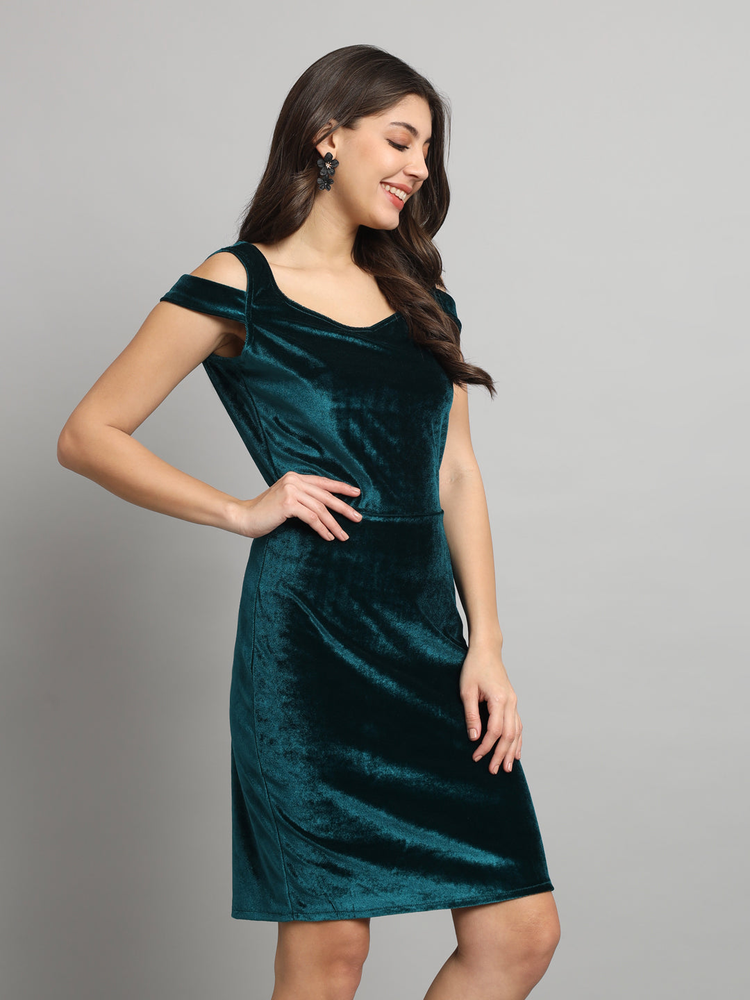 Cold Shoulder Bodycon Party Dress Rama Green