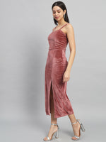 Maxi Sleeveless Velvet Square Neck Bodycon Dress Dark Peach