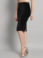 Back Slit nee Length Skirt for Women Black