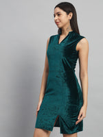 Mandarin Neck Sleeveless Bodycon Party Dress Rama Green