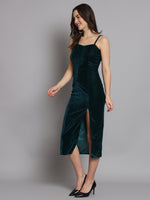 Maxi Sleeveless Velvet Square Neck Bodycon Dress Rama Green