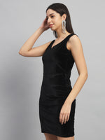 Sleeveless Velvet Bodycon Party Dress Black